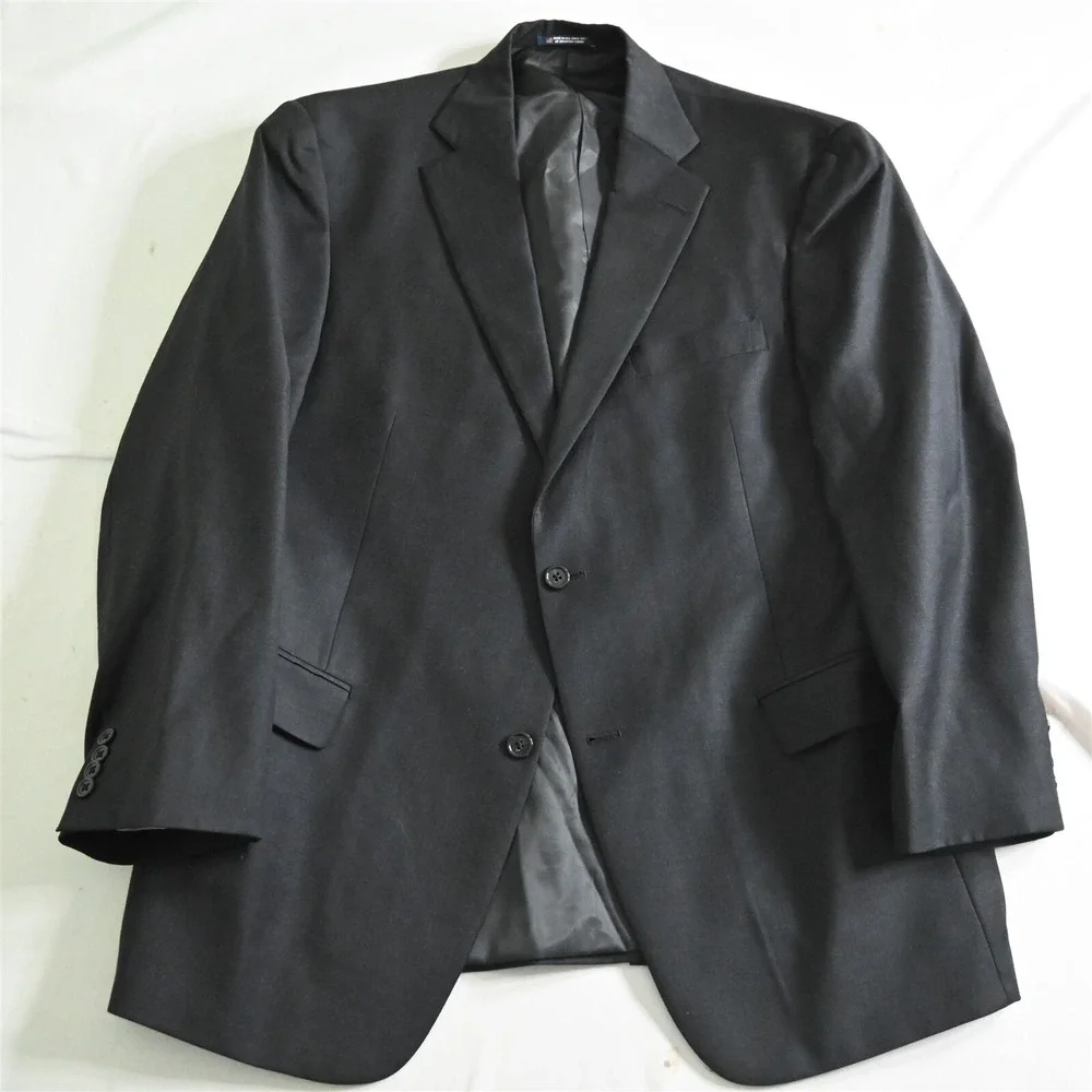Hart Schaffner Marx 44R Gray USA Made 100% Wool Mens Blazer Suit‎ Jacket Coat